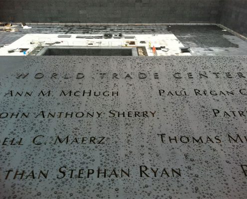 National September 11 Memorial, North and South Pool Bronze Name Parapets. Photo Credit: KC Fabrications National September 11 Memorial, North and South Pool Bronze Name Parapets. Photo Credit: KC Fabrications